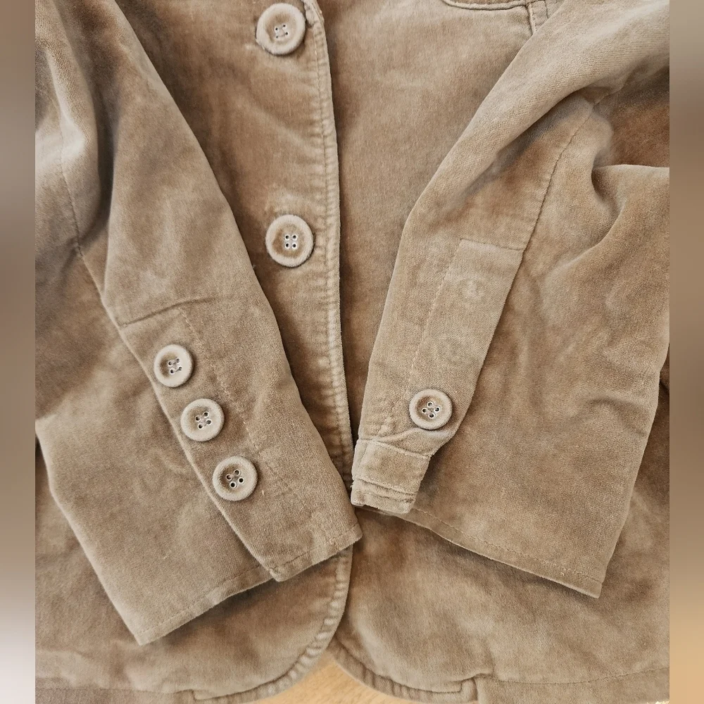 Vintage Y2K Cambridge Tan Velvet Floral Embroidered Jacket